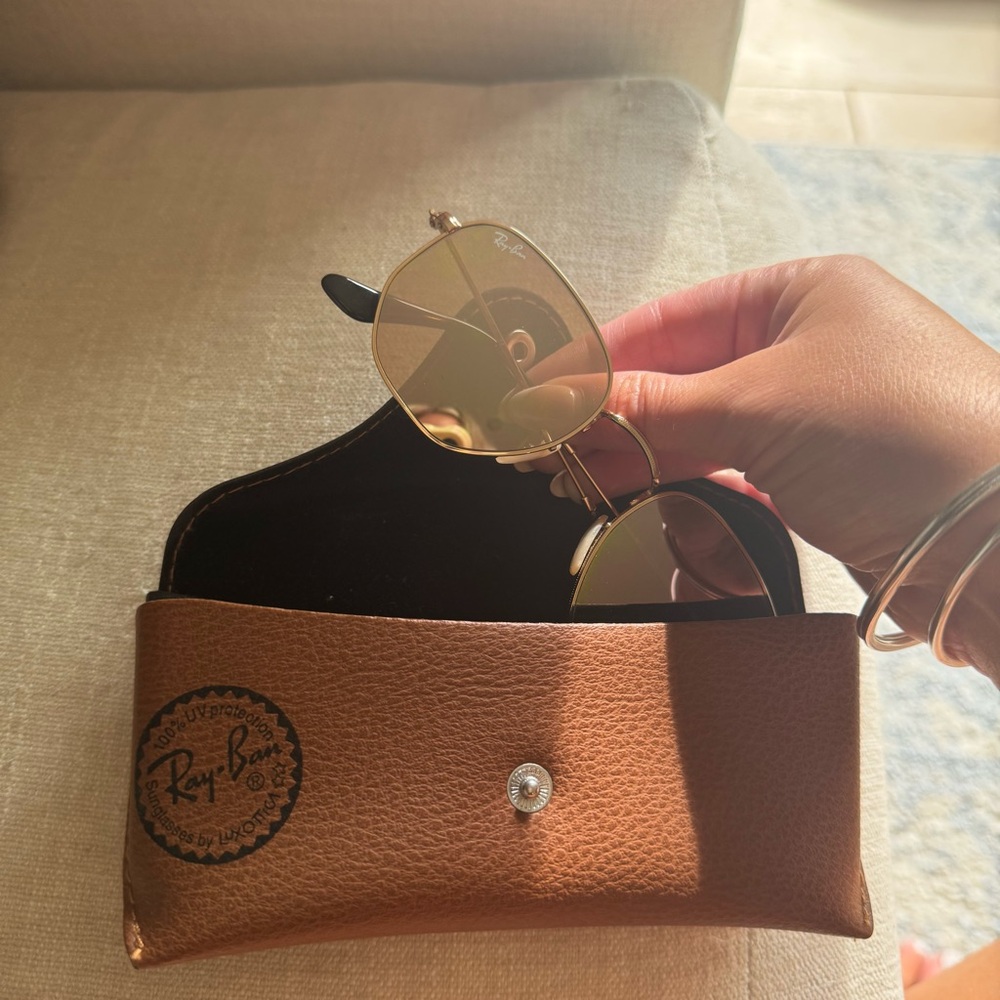 Ray-Ban Gold and Pink Hexagonal Sunglasses - Picture 3 of 7
